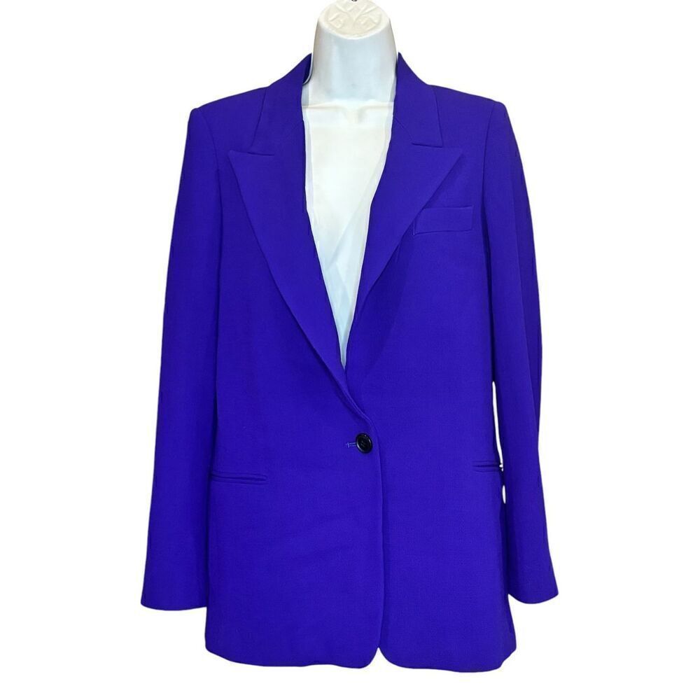 Reiss Slim Fit Single Breasted 100% Wool Blazer in Purple NWT Size 6 - Picture 4 of 7